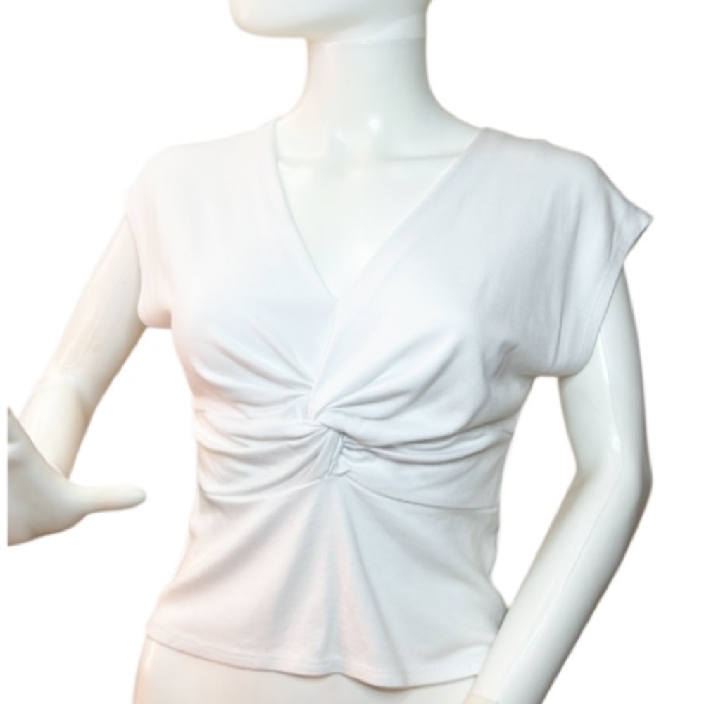 Halogen Stretch Dressy Knit Twist-knot Front Sleeveless slight crop Size XS - Picture 11 of 12